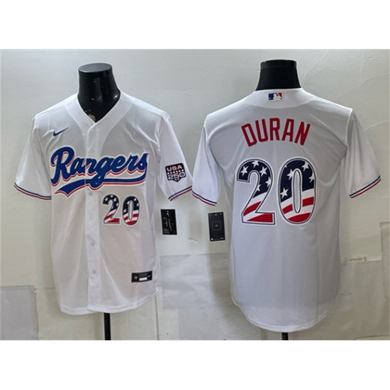 Men's Texas Rangers #20 Ezequiel Durán White 2026 USA 250 Fourth of July Home Stitched Baseball Jersey - Ujersey