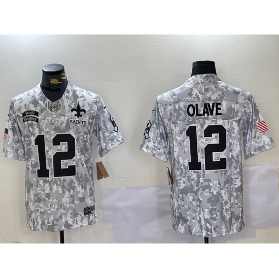Men's New Orleans Saints #12 Chris Olave Arctic Camo 2024 FUSE Salute to Service Limited Stitched Jersey - Ujersey