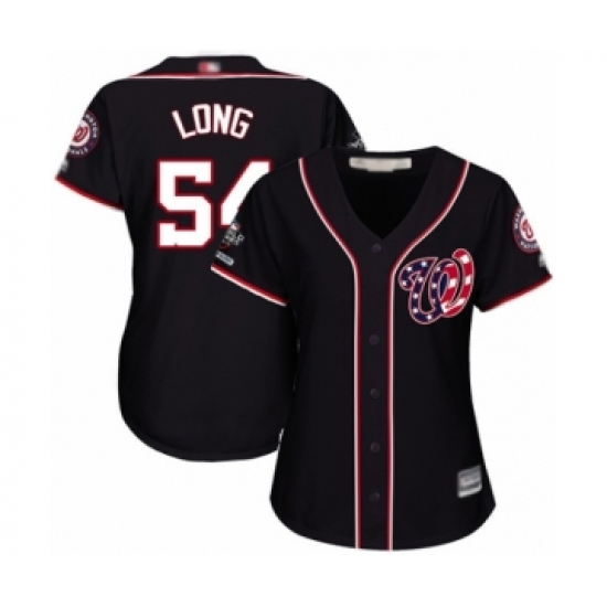 Women's Washington Nationals #54 Kevin Long Authentic Navy Blue Alternate 2 Cool Base 2019 World Series Champions Baseball Jersey - Ujersey
