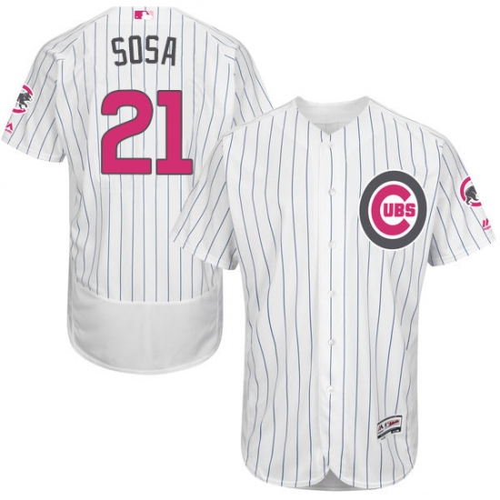 Men's Majestic Chicago Cubs #21 Sammy Sosa Authentic White 2016 Mother's Day Fashion Flex Base MLB Jersey - Ujersey