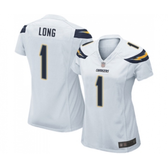 Women's Los Angeles Chargers #1 Ty Long Game White Football Jersey - Ujersey