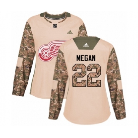 Women's Adidas Detroit Red Wings #22 Wade Megan Authentic Camo Veterans Day Practice NHL Jersey - Ujersey