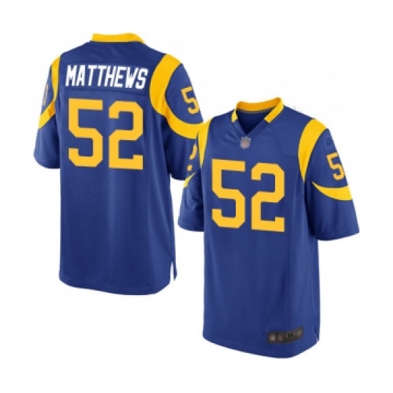 Men's Los Angeles Rams #52 Clay Matthews Game Royal Blue Alternate Football Jersey - Ujersey