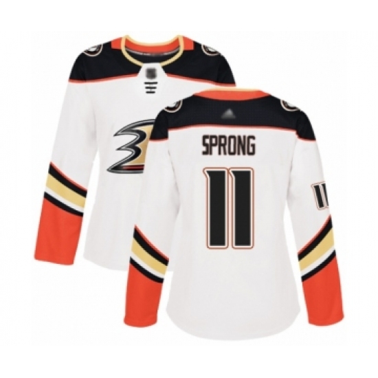 Women's Anaheim Ducks #11 Daniel Sprong Authentic White Away Hockey Jersey - Ujersey