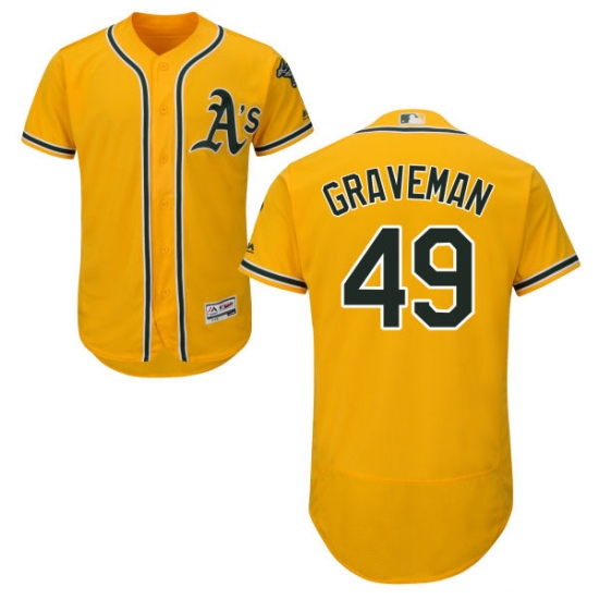 Men's Majestic Oakland Athletics #49 Kendall Graveman Gold Flexbase Authentic Collection MLB Jersey - Ujersey