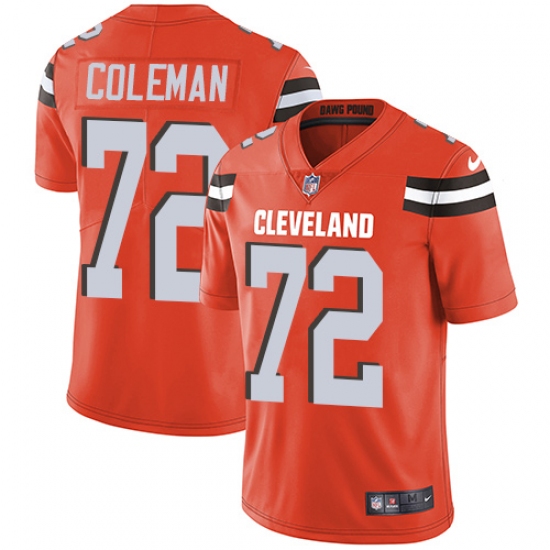 Men's Nike Cleveland Browns #72 Shon Coleman Orange Alternate Vapor Untouchable Limited Player NFL Jersey - Ujersey