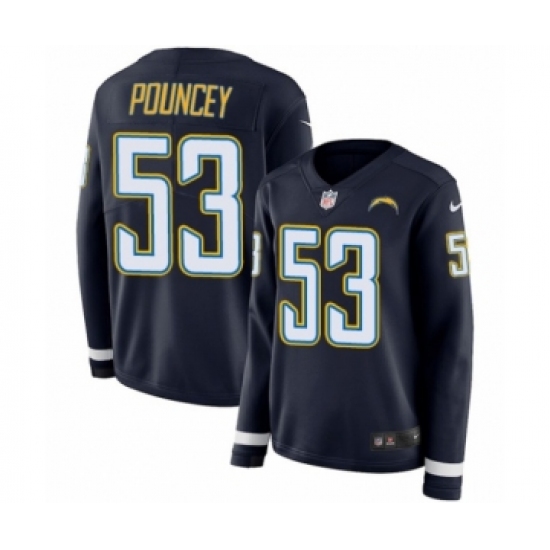 Women's Nike Los Angeles Chargers #53 Mike Pouncey Limited Navy Blue Therma Long Sleeve NFL Jersey - Ujersey