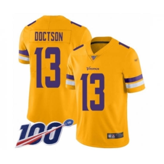 Men's Minnesota Vikings #13 Josh Doctson Limited Gold Inverted Legend 100th Season Football Jersey - Ujersey