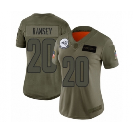 Women's Los Angeles Rams #20 Jalen Ramsey Limited Camo 2019 Salute to Service Football Jersey - Ujersey