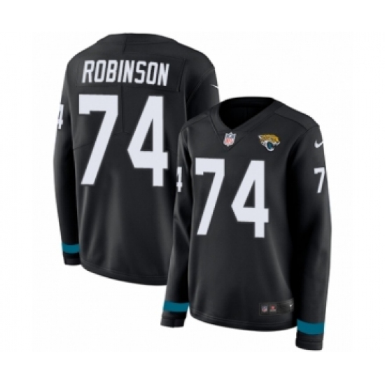 Women's Nike Jacksonville Jaguars #74 Cam Robinson Limited Black Therma Long Sleeve NFL Jersey - Ujersey