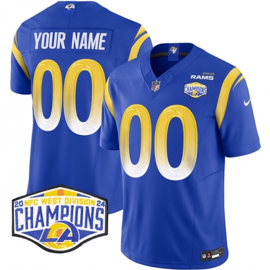 Women's Los Angeles Rams Active Player Custom Blue 2024 NFC West Champions F.U.S.E. Vapor Untouchable Stitched Football Jersey - Ujersey
