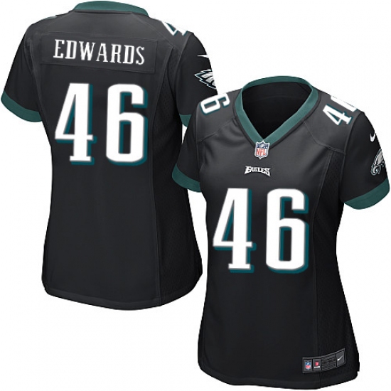 Women's Nike Philadelphia Eagles #46 Herman Edwards Game Black Alternate NFL Jersey