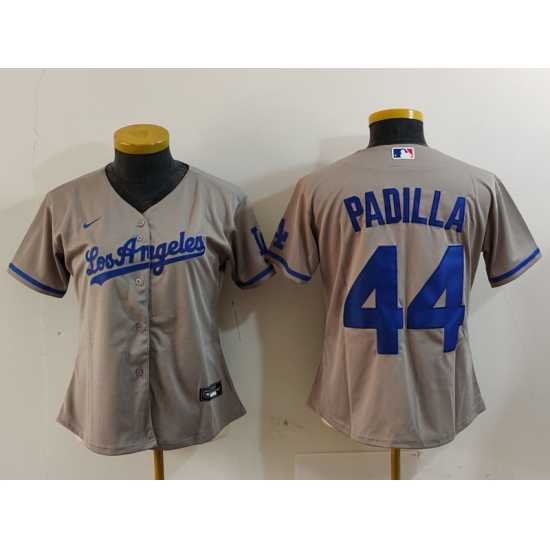 Women's Los Angeles Dodgers #44 Vicente Padilla Grey With los Cool Base Stitched Jersey - Ujersey