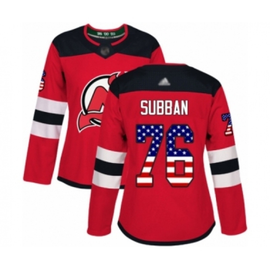 Women's New Jersey Devils #76 P. K. Subban Authentic Red USA Flag Fashion Hockey Jersey - Ujersey