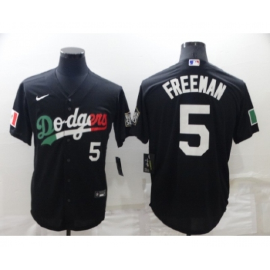 Men's Los Angeles Dodgers #5 Freddie Freeman Black Mexico 2020 World Series Cool Base Nike Jersey - Ujersey