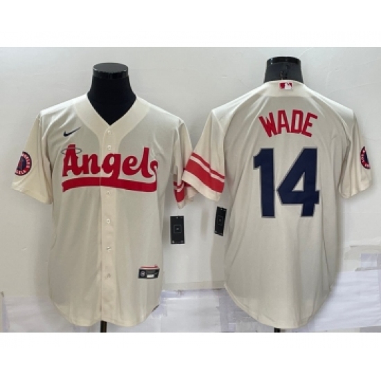 Men's Los Angeles Angels #14 Tyler Wade Cream 2022 City Connect Cool Base Stitched Jersey - Ujersey