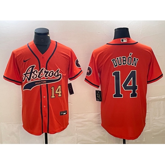 Men's Houston Astros #14 Mauricio Dubon Number Orange Cool Base Stitched Baseball Jersey - Ujersey