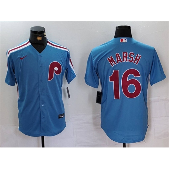 Men's Philadelphia Phillies #16 Brandon Marsh Blue Cool Base Stitched Jersey - Ujersey