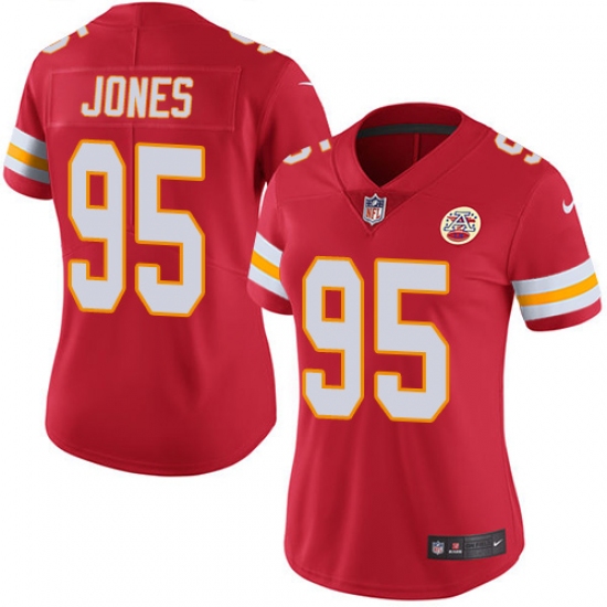 Women's Nike Kansas City Chiefs #95 Chris Jones Red Team Color Vapor Untouchable Limited Player NFL Jersey - Ujersey