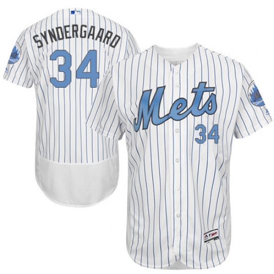 Men's Majestic New York Mets #34 Noah Syndergaard Authentic White 2016 Father's Day Fashion Flex Base MLB Jersey - Ujersey
