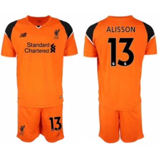 Liverpool #13 Alisson Orange Goalkeeper Soccer Club Jersey