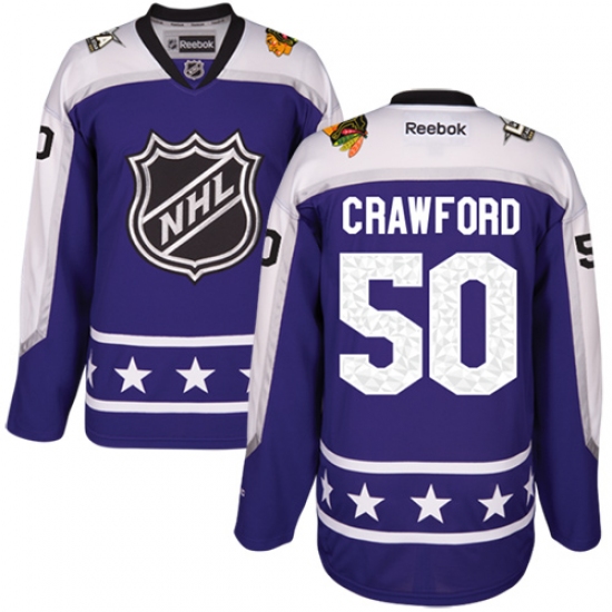 Youth Reebok Chicago Blackhawks #50 Corey Crawford Premier Purple Central Division 2017 All-Star NHL Jersey - Ujersey
