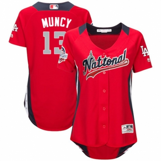 Women's Majestic Los Angeles Dodgers #13 Max Muncy Game Red National League 2018 MLB All-Star MLB Jersey - Ujersey