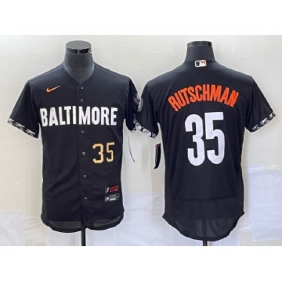 Men's Baltimore Orioles #35 Adley Rutschman Number Black 2023 City Connect Flex Base Stitched Jersey - Ujersey