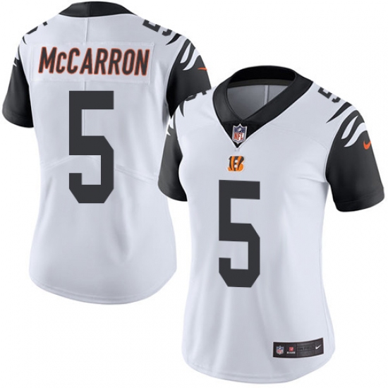 Women's Nike Cincinnati Bengals #5 AJ McCarron Limited White Rush Vapor Untouchable NFL Jersey - Ujersey