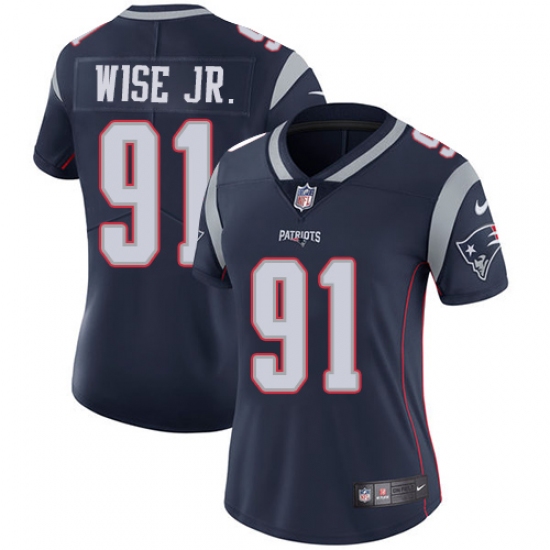 Women's Nike New England Patriots #91 Deatrich Wise Jr Navy Blue Team Color Vapor Untouchable Limited Player NFL Jersey - Ujersey