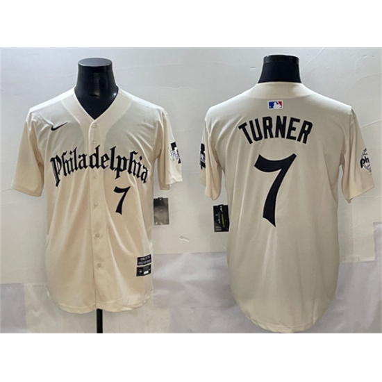 Men's Philadelphia Phillies #7 Trea Turner Cream Gothic Vapor Limited Stitched Jersey - Ujersey