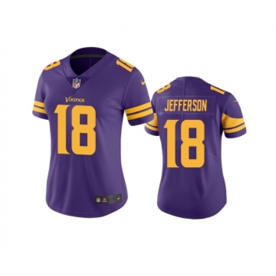 Women's Minnesota Vikings #18 Justin Jefferson Purple Limited Rush Stitched NFL Jersey - Ujersey
