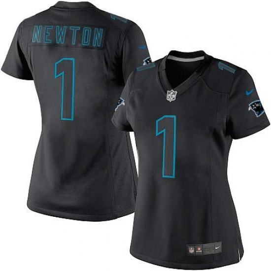 Women's Nike Carolina Panthers #1 Cam Newton Limited Black Impact NFL Jersey - Ujersey