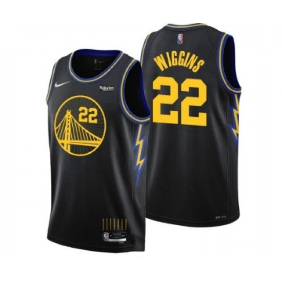 Men's Golden State Warriors #22 Andrew Wiggins 2021-22 City Edition Black 75th Anniversary Stitched Basketball Jersey - Ujersey