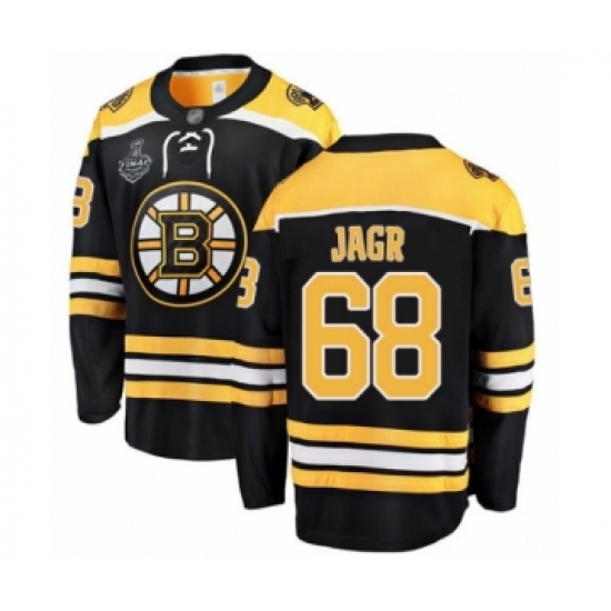 Men's Boston Bruins #68 Jaromir Jagr Authentic Black Home Fanatics Branded Breakaway 2019 Stanley Cup Final Bound Hockey Jersey - Ujersey