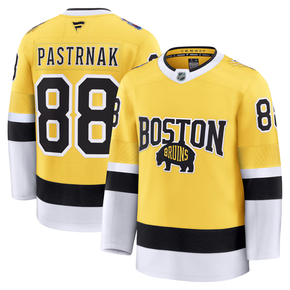 Men's Boston Bruins David Pastrnak Fanatics Gold 2026 NHL Stadium Series Premium Jersey - ujerseystore