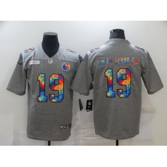 Men's Pittsburgh Steelers #19 JuJu Smith-Schuster Gray Rainbow Version Nike Limited Jersey - Ujersey