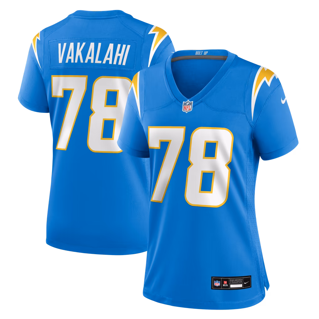 Women's Los Angeles Chargers Laekin Vakalahi Nike Powder Blue Team Game Jersey - Ujersey Shop