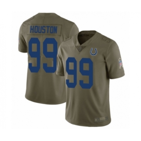 Men's Indianapolis Colts #99 Justin Houston Limited Olive 2017 Salute to Service Football Jersey - Ujersey