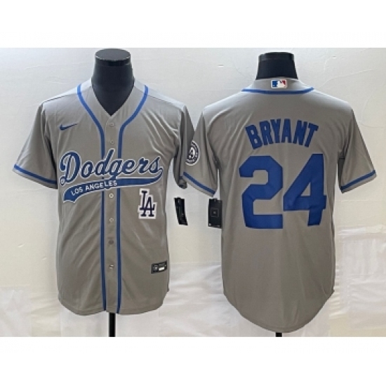 Men's Los Angeles Dodgers #24 Kobe Bryant Grey Cool Base Stitched Baseball Jersey - Ujersey