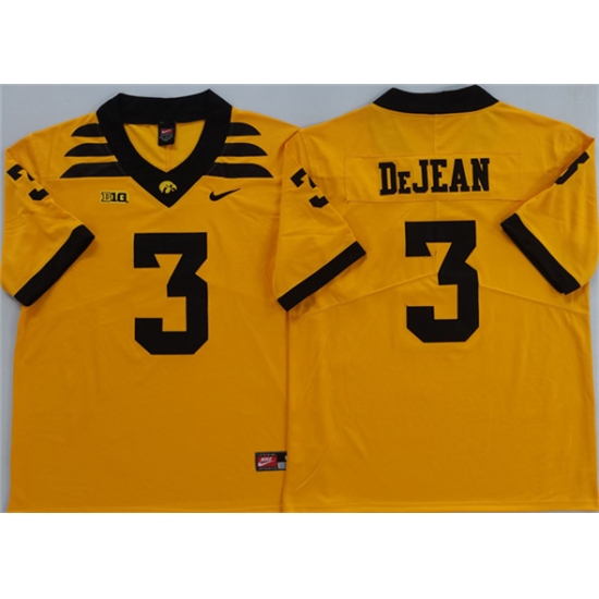 Men's Iowa Hawkeyes #3 Cooper DeJean Yellow 2025 Stitched Jersey - Ujersey