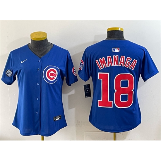 Women's Chicago Cubs #18 Shōta Imanaga Royal 'Ryne Sandberg Tribute' Vapor Limited V2 Stitched Baseball Jersey(Run Small) - Ujersey