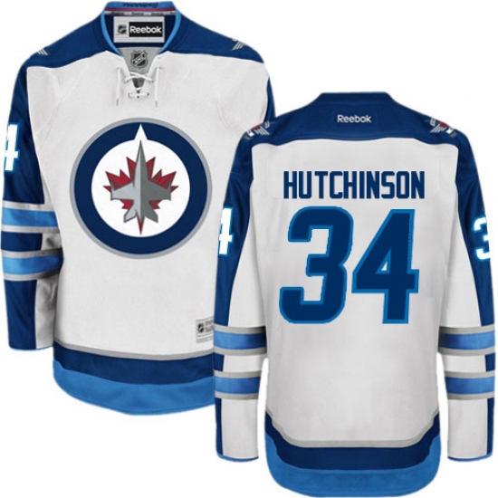 Youth Reebok Winnipeg Jets #34 Michael Hutchinson Authentic White Away NHL Jersey - Ujersey