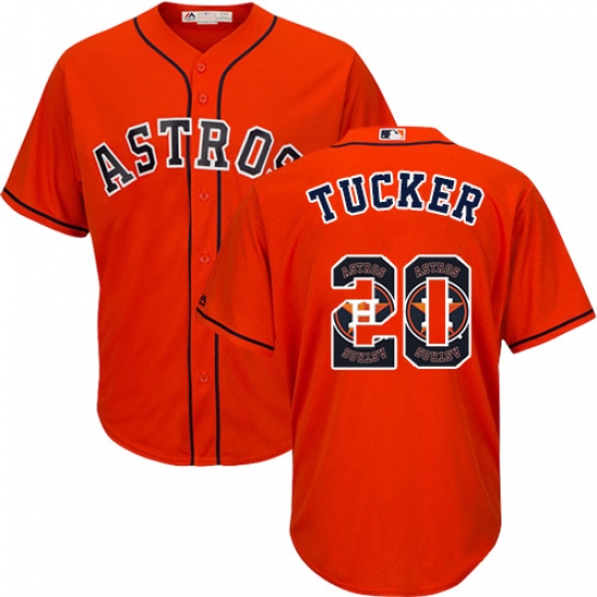 Men's Majestic Houston Astros #20 Preston Tucker Authentic Orange Team Logo Fashion Cool Base MLB Jersey - Ujersey