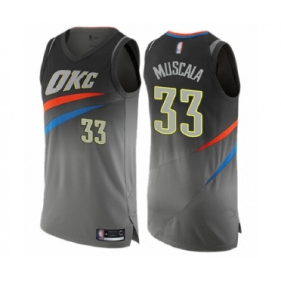 Men's Oklahoma City Thunder #33 Mike Muscala Authentic Gray Basketball Jersey - City Edition