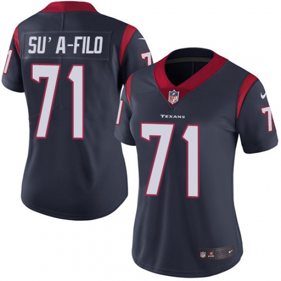 Women's Nike Houston Texans #71 Xavier Su'a-Filo Elite Navy Blue Team Color NFL Jersey - Ujersey