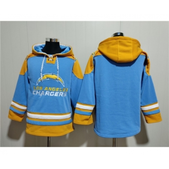 Men's Los Angeles Chargers Blank Blue Ageless Must-Have Lace-Up Pullover Hoodie - Ujersey