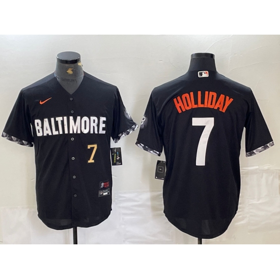 Men's Baltimore Orioles #7 Jackson Holliday Number Black 2023 City Connect Cool Base Stitched Jersey - Ujersey