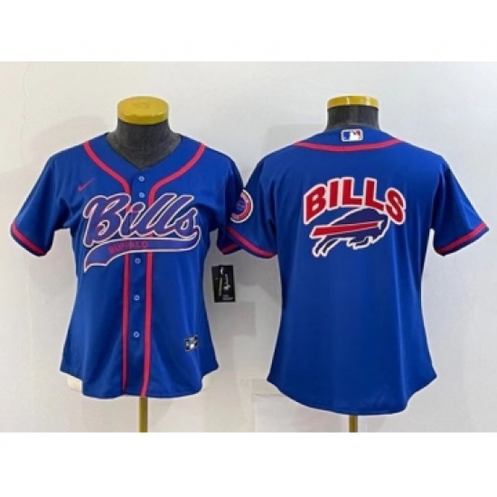 Youth Buffalo Bills Royal Team Big Logo With Patch Cool Base Stitched Baseball Jersey - Ujersey