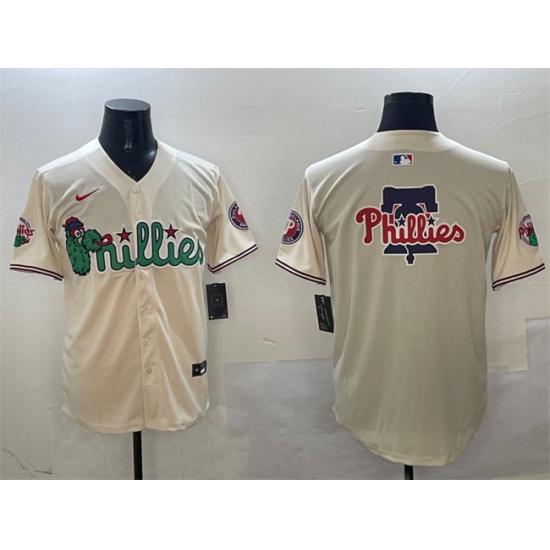 Men's Philadelphia Phillies Team Big Logo Cream Phanatic Limited Stitched Jersey - Ujersey